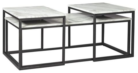 Benzara Bm226510 3 Piece Occasional Table Metal Frame, Marble Top ... in 3-Piece Table Set With Marble Top, Black